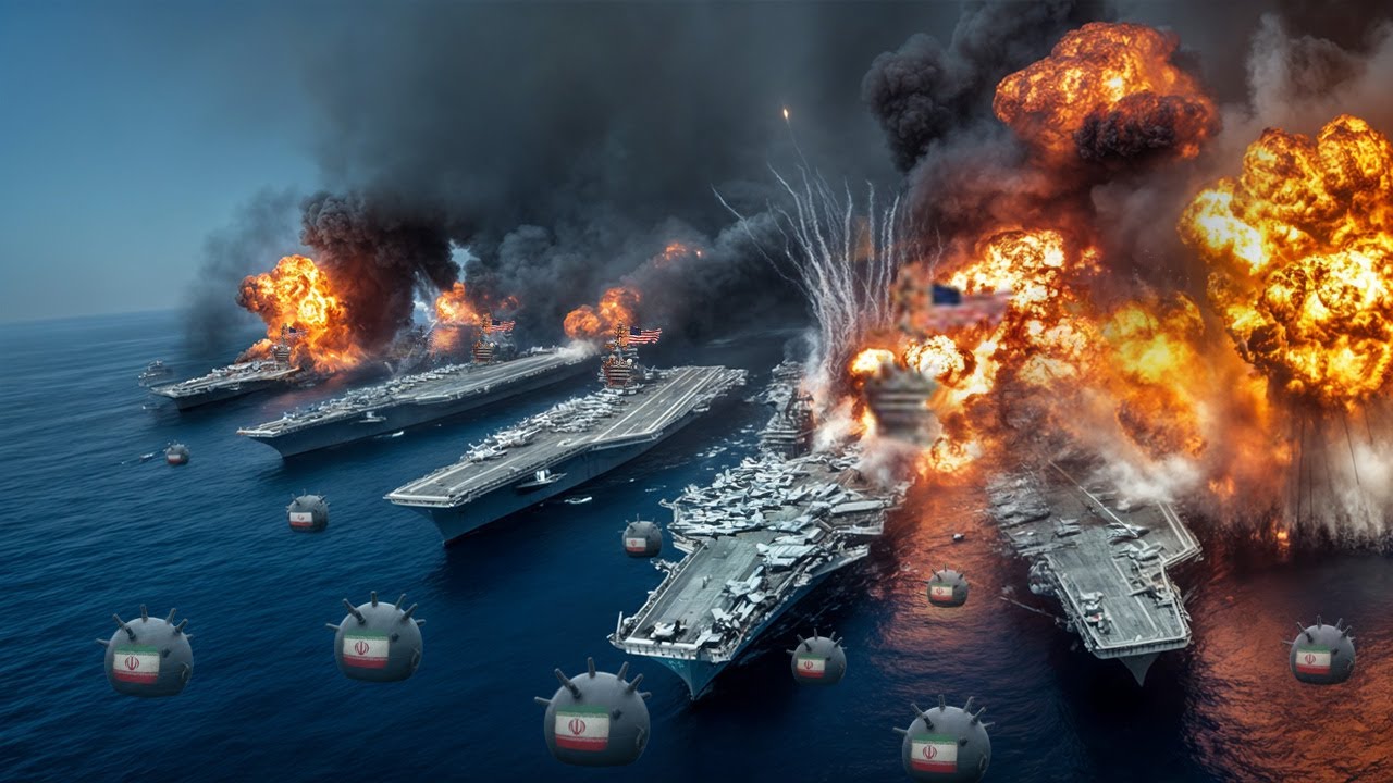 Youtube Thumbnail image of : JEBAKAN RANJAU LAUT IRAN HANCURKAN KAPAL PERANG AMERIKA!? Ratusan Angkatan Laut Amerika Tewas?