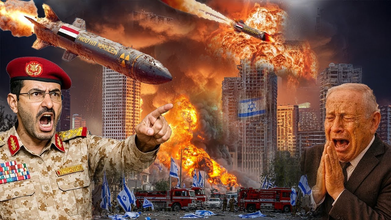 Youtube Thumbnail image of : LAGI DAN LAGI H0UTI BUAT TEL AVIV MEMBARA! Senjata Mematikan Serang Penuh Wilayah Israel